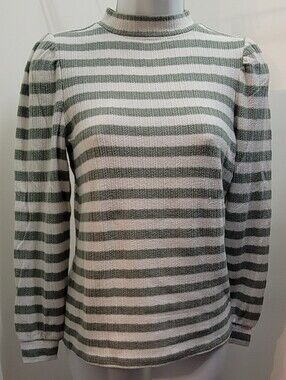 Ann Taylor Green White Stripe Sweater Sz: XXSP